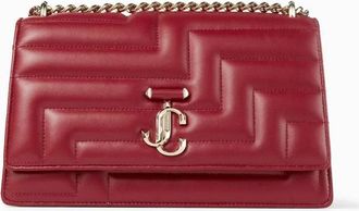 Jimmy Choo London Avenue Shoulder In Cranberry / Light Gold