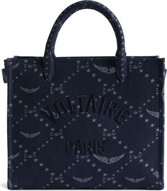 Zadig&Voltaire Angel Logo Monogram Denim Tote in Silent at Nordstrom