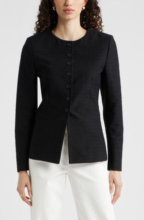 Nordstrom Collarless Textured Jacket in Black at Nordstrom, Size Xx-Small