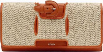 Perrin Paris La Parisienne Clutch Raphia in Raphia Beige /Flamme at Nordstrom