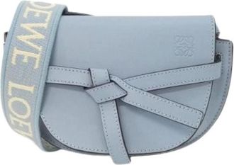 Loewe Pre-owned Cross Body Bags, male, Blue, Size: ONE SIZE Pre-owned Gate Dual Calf Shoulder Bag