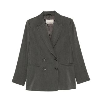 Pennyblack Dubbelrijige Visgraat Blazer - Dames - Jassen - Grijs - Maat: L