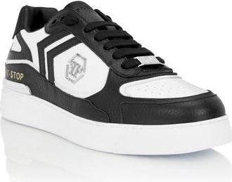 Philipp Plein Low-Top Pit-$Top Deer Leather Unisex in Black/black at Nordstrom, Size 47