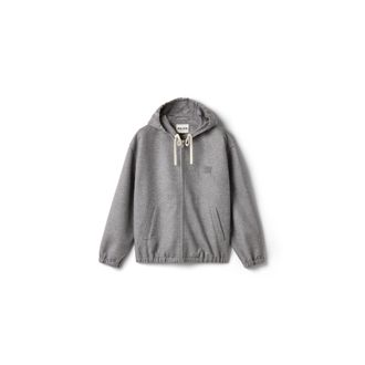 Miu Miu Double Cashmere And Wool Hoodie Jacket, Woman, Grey, Size 38