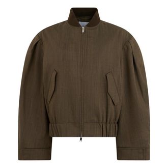 Ganni Bomberjack van wolmix - Dames - Jassen - Bruin - Maat: 3XS Wol