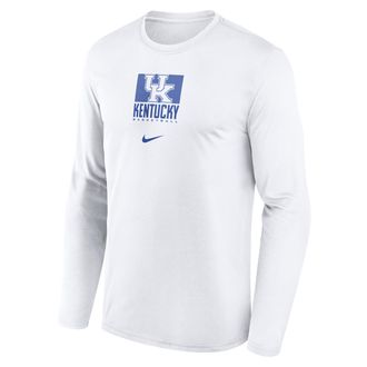 Nike Kentucky Courtside Nike Mens Dri-FIT College Long-Sleeve T-Shirt in White | 02TJ10ANKY-NB7