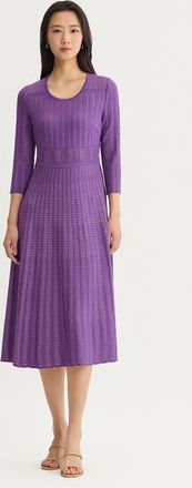 Misook Fit & Flare Multi Stitch Soft Knit Maxi Dress in Fresh Purple/biscotti at Nordstrom, Size Xx-Large