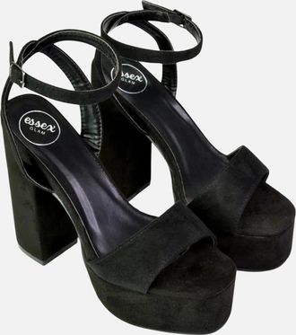 XY London Womens XY London Womens/Ladies Jayce Chunky Square Toe High Block Heel Platform Shoes - Black - Size: 6