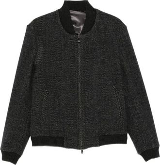 Corneliani Grijze wollen bomberjack - Heren - Jassen - Grijs - Maat: 2XL Wol
