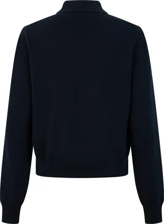 Miu Miu Womens Long Sleeve Cashmere Polo Shirt Blue Tops