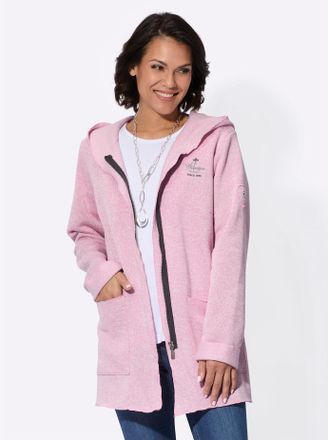 Casual Looks Strickfleecejacke CASUAL LOOKS, Damen, Gr. 38, rosa (ros&eacute;, meliert), 100% Polyester, meliert, Jacken Strickfleecejacke