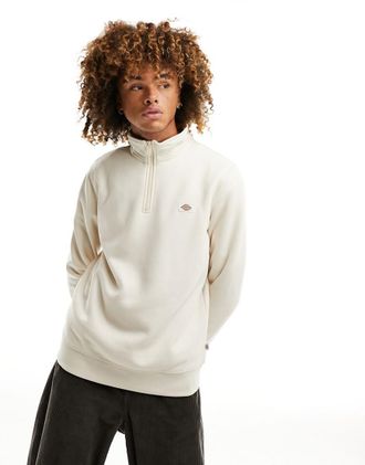 Dickies Oakport - Felpa in pile color pietra con zip corta-Neutro