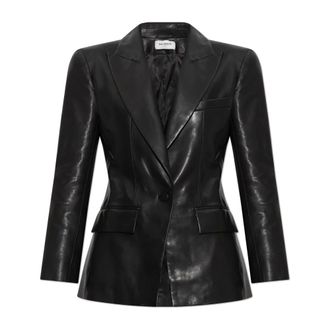 Balmain Chaqueta de Cordero con Hombros Estructurados - Jackets - Mujer - Negro - XS