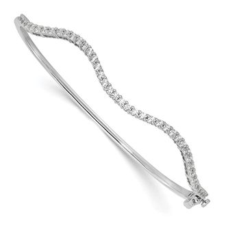 Diamond2Deal 14k Gold 1 Ct Lab Grown Diamond Fancy Wavy Bangle Bracelet