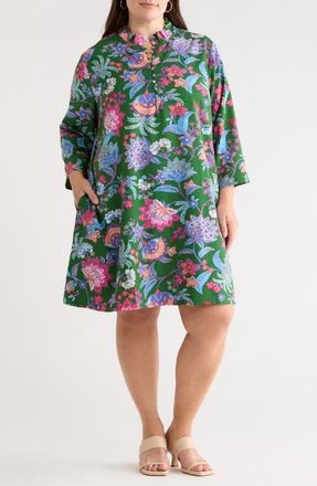 Sugarlips Elara Ruella Floral Ruffle Dress in Emerald-Multi at Nordstrom, Size 3X