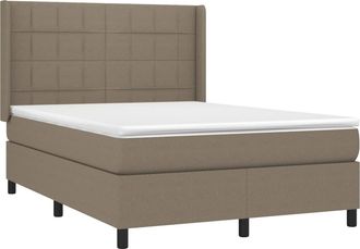 vidaXL Cama Box Spring Colch&oacute;n Y Luces Led Tela Gris Taupe 140x190 Cm Vidaxl