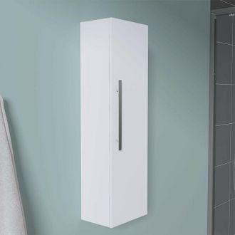 NRG 1200mm White Wall Mounted High Cabinet Tall Bathroom Storage Unit