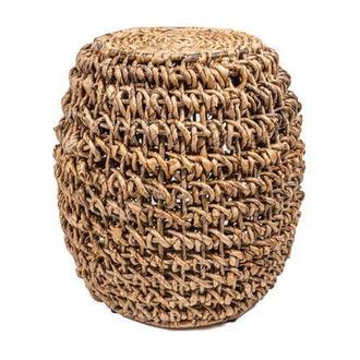 Jonathan Y Designs Sage 21 Rustic Bohemian Barrel-Style Abaca/Iron Handwoven Stool in Brown at Nordstrom