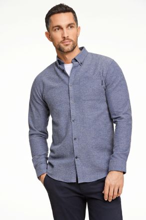 Lindbergh Langarmhemd LINDBERGH, Herren, Gr. XXL, N-Gr, blau, Obermaterial: 100% Baumwolle, unifarben, regular fit taillenbedeckt, ohne Ausschnitt, Manschette, 