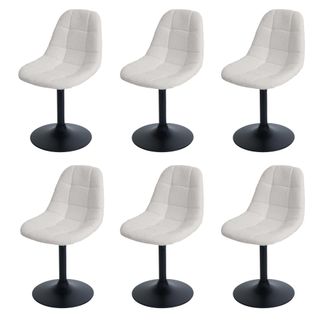 Hhg Hhg - Nunca Usado] Lote De 6 Silla De Comedor 842, Silla De Cocina Silla Giratoria, Acero Mvg Tela/textil Boucl&eacute; (450g/m&sup2;), Crema