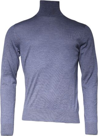 Dolce & Gabbana Purple Blue Long Sleeve Turtleneck Pullover Mens Sweater (Pre-Owned)