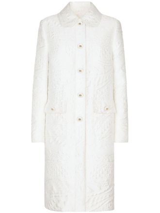 Dolce & Gabbana Cappotto a fiori con cintura - Bianco