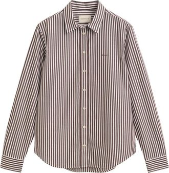 GANT Camisa de Popelina a Rayas Regular - Blouses & Shirts - Mujer - Marr&oacute;n - XS