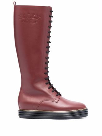 Bally Florissa knee-length boots - women - Calf Leather/Goat Skin/Rubber - 38 - Red