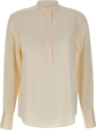 Filippa K Blouse met opstaande kraag - Dames - Blouses - Beige - L - Polyester - Overhemden