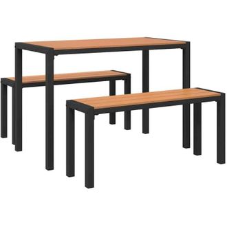 vidaXL Vidaxl - Conjunto De Comedor De Jard&iacute;n Con Coj&iacute;n 3 Pcs Marr&oacute;n Acero