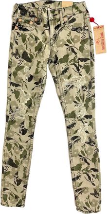 True Religion Womens Garden Camo Distressed Skinny Jeans In Green