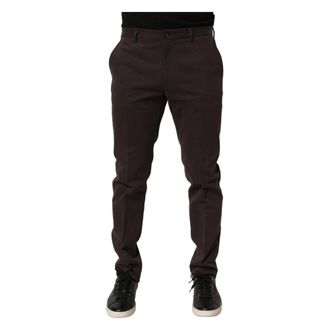 Dolce & Gabbana Slim-fit Trousers, male, Brown, Size: M Cotton Skinny Leg Dress Trouser Pants