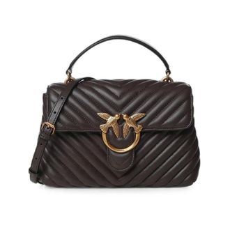 Pinko Pinko, Tassen, Dames, Bruin, ONE Size, Leer, Love Lady Puff Mini Handtas