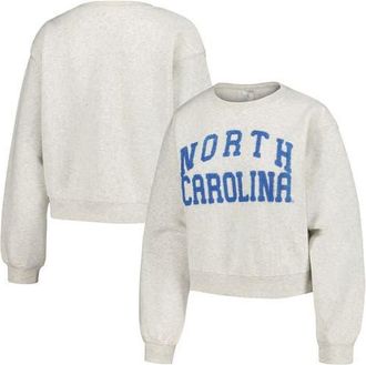 ZooZatZ Womens ZooZatz Oatmeal North Carolina Tar Heels Core Chenille Cropped Pullover Sweatshirt in Heather Gray at Nordstrom, Size X-Large