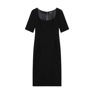 Dolce & Gabbana Double Wool Crepe Jurk - Dames - Jurken - Zwart - Maat: L Wol