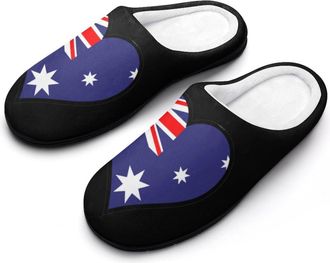 Generic Australia Heart Flag Womens Cotton Slipper Comfortable Cozy Plush Slippers Anti-Skid Indoor House Closed Toe Shoes