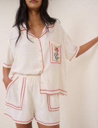 Nobody's Child White Embroidered Shorts