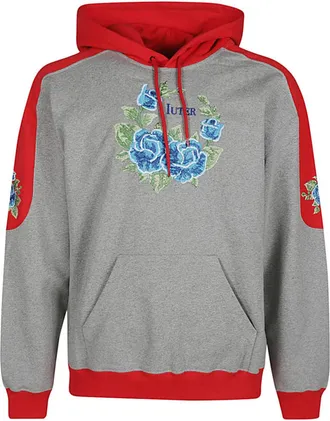 Iuter Grey Printed Cotton Hoodie