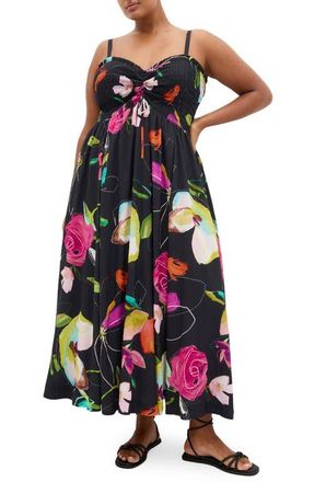City Chic Malina Print Maxi Dress in Floral Sketch at Nordstrom, Size Xxxs