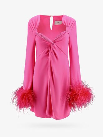 Nervi Dress with natural feathers with knot on the front - NERVI - gender_Woman