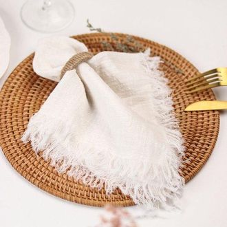 OEM Juego De 6 Servilletas De Tela, 42x42 Cm, Servilletas De Algod&oacute;n Para Mesa Y Manteles Individuales, Con Borlas, Ideales Para Cenas