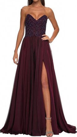 La Femme Stunning Chiffon A-Line Prom Dress In Garnet