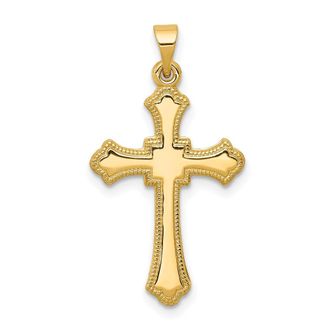 Diamond2Deal 14k Yellow Gold Budded Cross Pendant