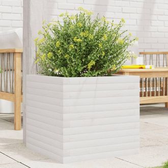 Berkfield Home Garden Planter White 50x50x45.5 cm Solid Wood Pine
