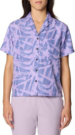 Mountain Hardwear Sun Drift Cooling UPF 50+ Short Sleeve Shirt in Best Coast Blue Brushstrokes at Nordstrom, Size X-Small
