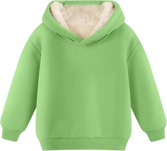 Generic Boys Girls Hoodie Fleece Lined Hooded Sweatshirt Solid Lightweight Loose Pullover Teen Long Sleeve Unisex Soft Comfortable Jumper Kids Plaid Casual Co