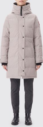 Canada Goose Long Organic Cotton Down Jacket with Hood and Logo Patch
