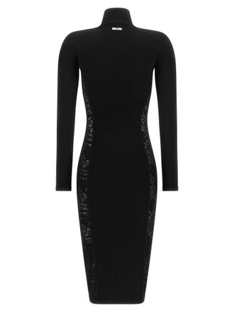 Elisabetta Franchi Lace-Panel Knit Dress - Black