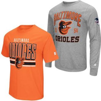 Starter Mens Starter Heather Gray/Orange Baltimore Orioles Two-Pack Long Sleeve & Short Sleeve T-Shirt Set at Nordstrom, Size Xx-Large