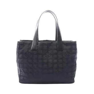Chanel Pre-owned Tote Bags, female, Black, Size: ONE SIZE Pre-owned New Travel Line Nylon Canvas Leather Tote Bag
